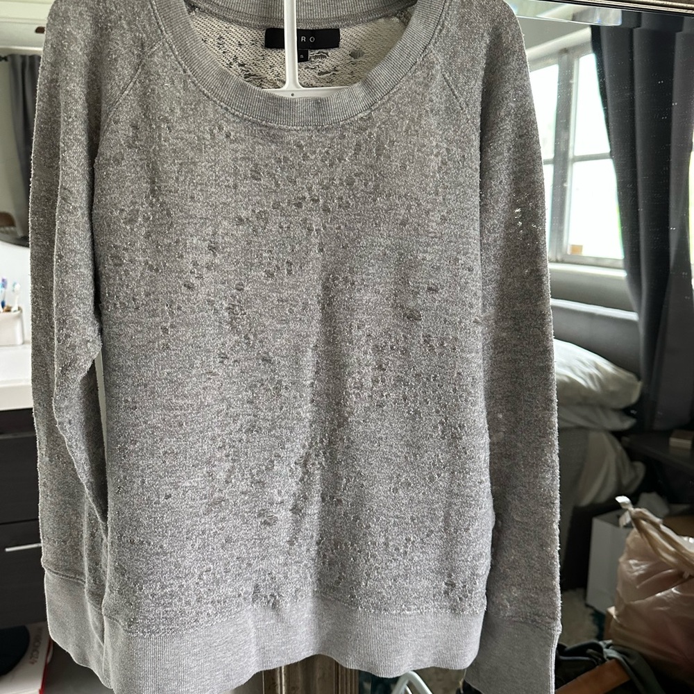 Grey distressed sweater
